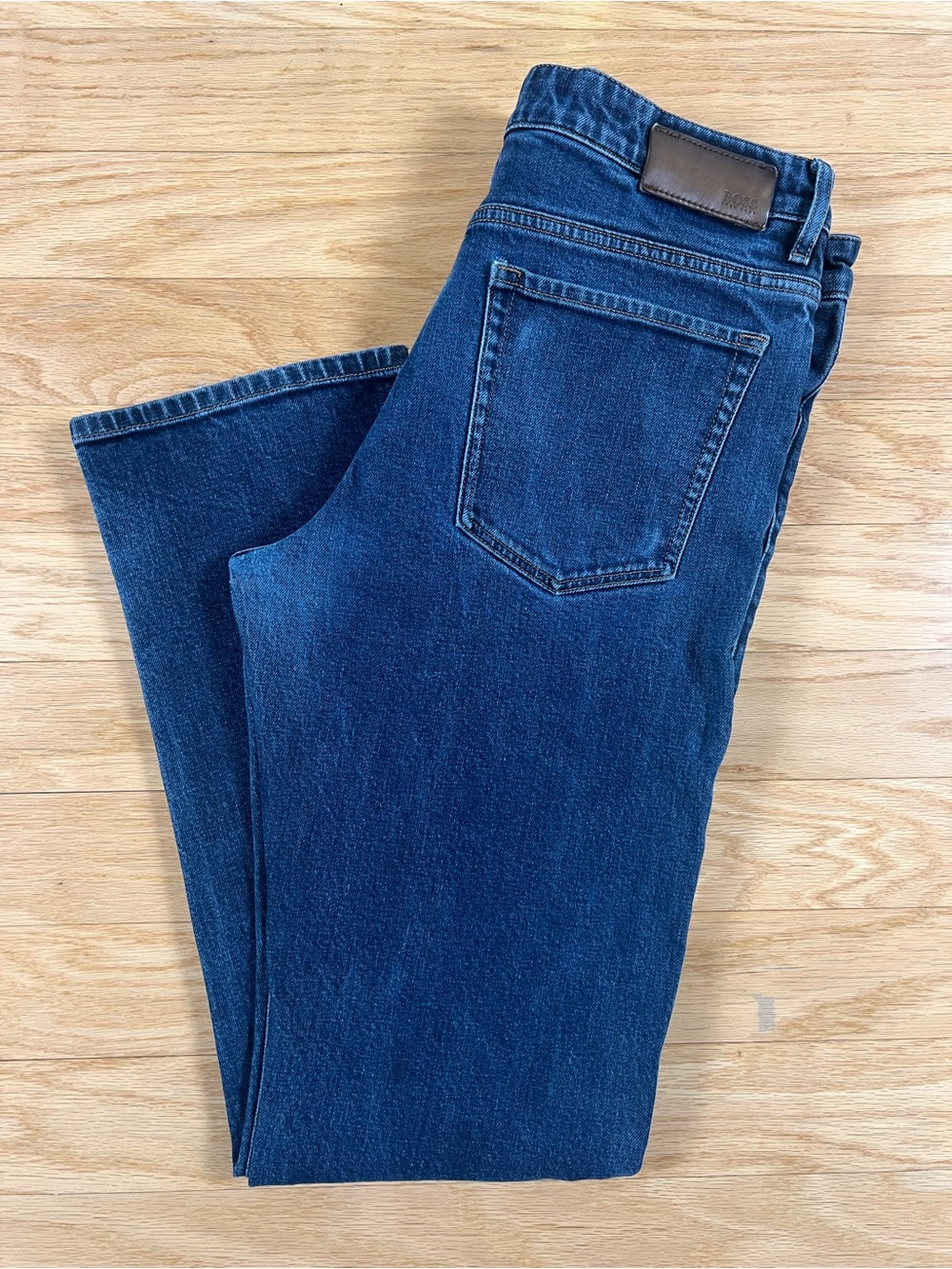 BOSS Hugo Boss Candiani Italian Stretch Straight Leg Blue Jeans 36x32